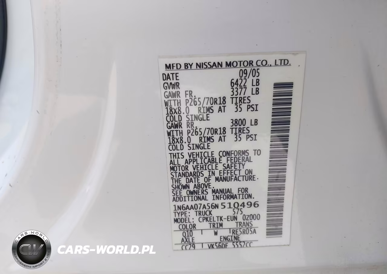 2006 Nissan Titan Se VIN:1N6AA07A56N510496 - 9