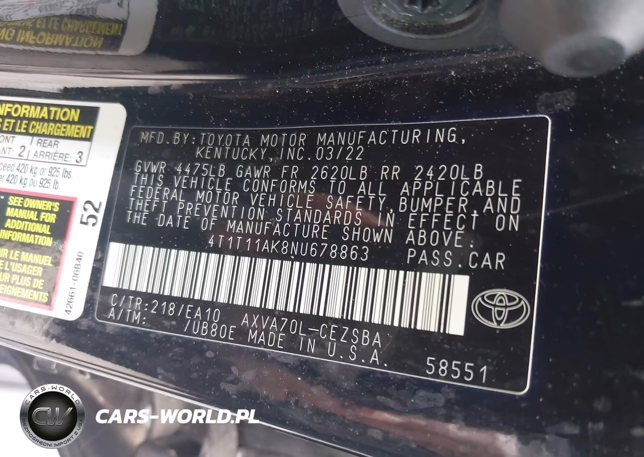 2022 Toyota Camry Se VIN:4T1T11AK8NU678863 - 9