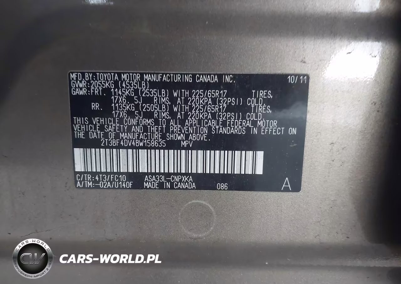 2011 Toyota Rav4 VIN:2T3BF4DV4BW158635 - 9