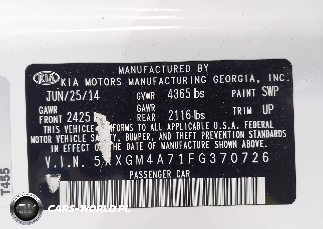 2015 Kia Optima Lx VIN:5XXGM4A71FG370726 - 9