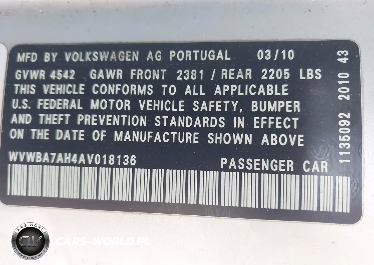 2010 Volkswagen Eos Komfort VIN:WVWBA7AH4AV018136 - 9
