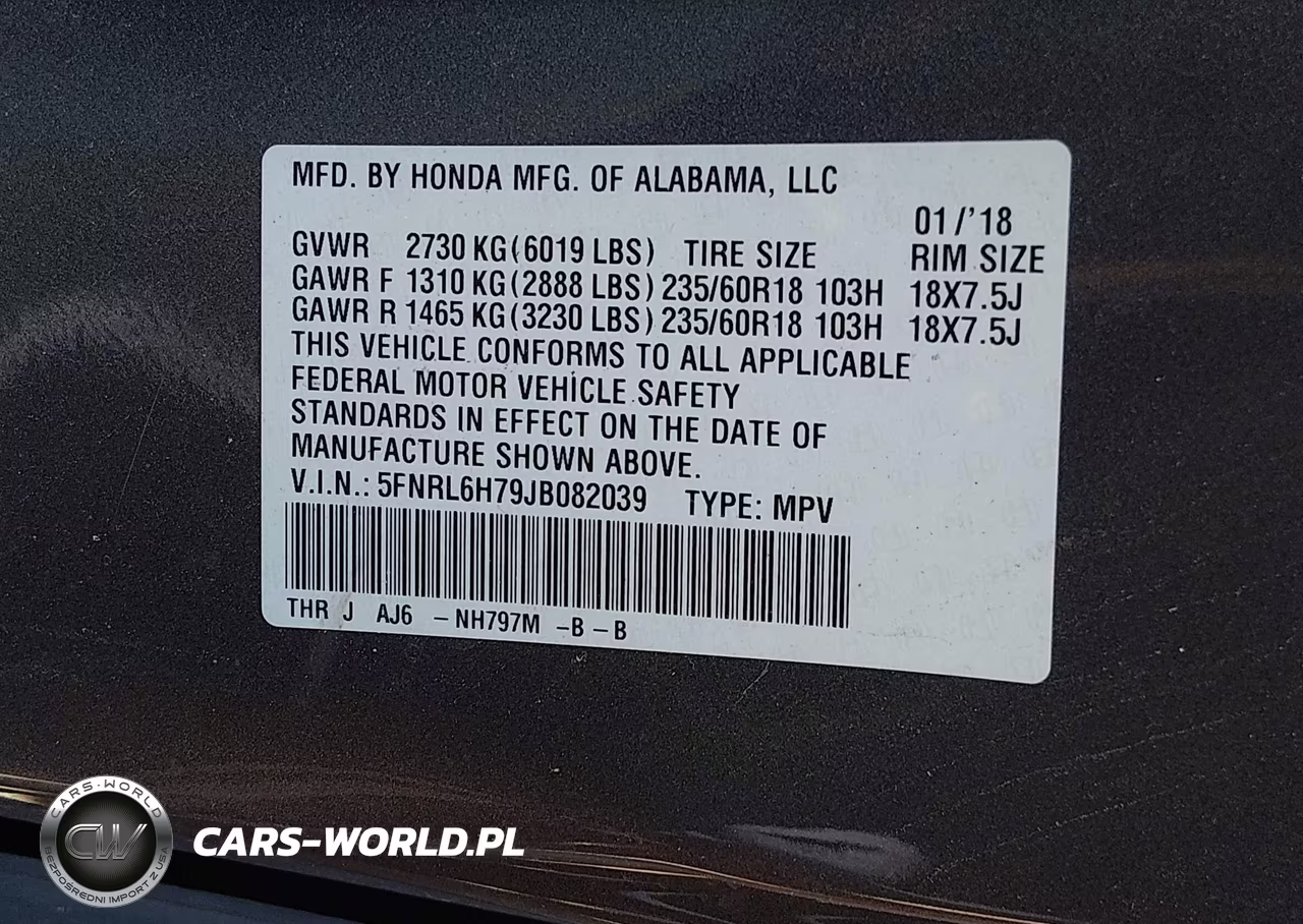 2018 Honda Odyssey Ex-L VIN:5FNRL6H79JB082039 - 9