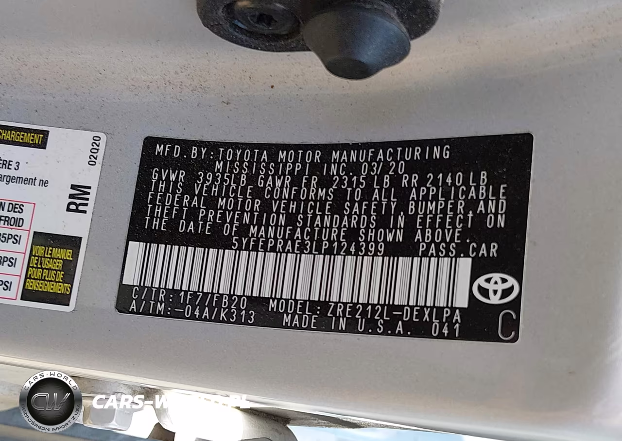 2020 Toyota Corolla Le VIN:5YFEPRAE3LP124399 - 9