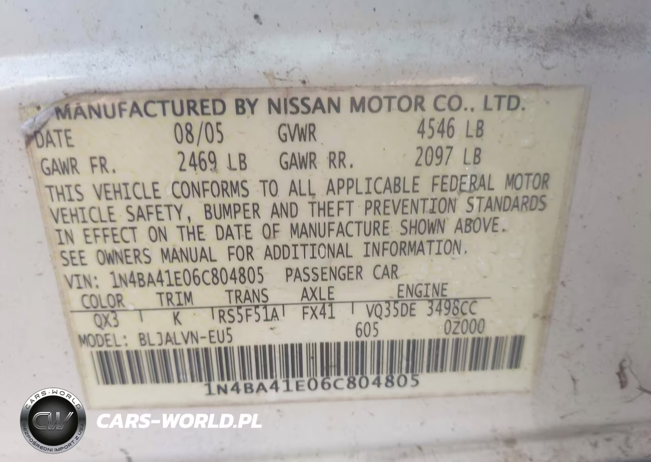 2006 Nissan Maxima 3.5 Se VIN:1N4BA41E06C804805 - 9