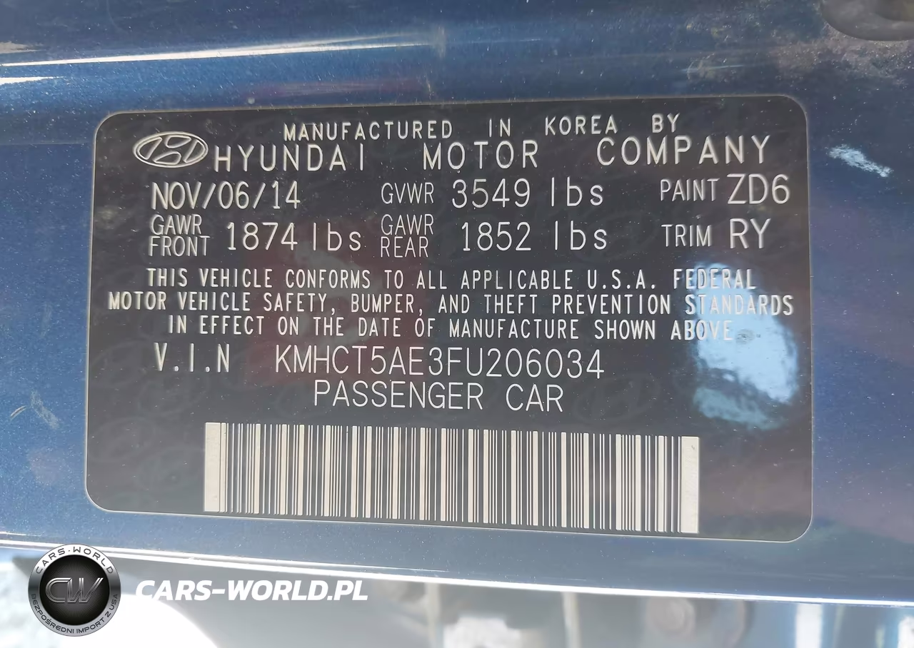 2015 Hyundai Accent Gs VIN:KMHCT5AE3FU206034 - 9
