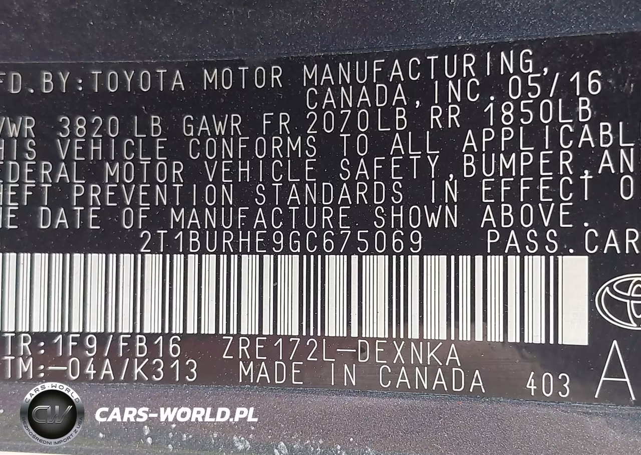 2016 Toyota Corolla Le VIN:2T1BURHE9GC675069 - 9