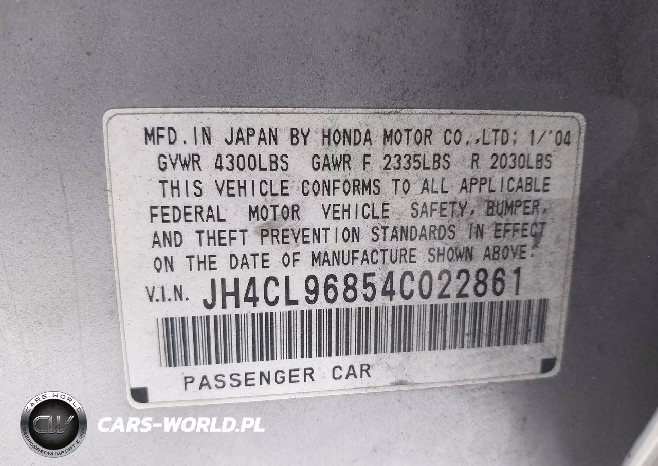 2004 Acura Tsx VIN:JH4CL96854C022861 - 9