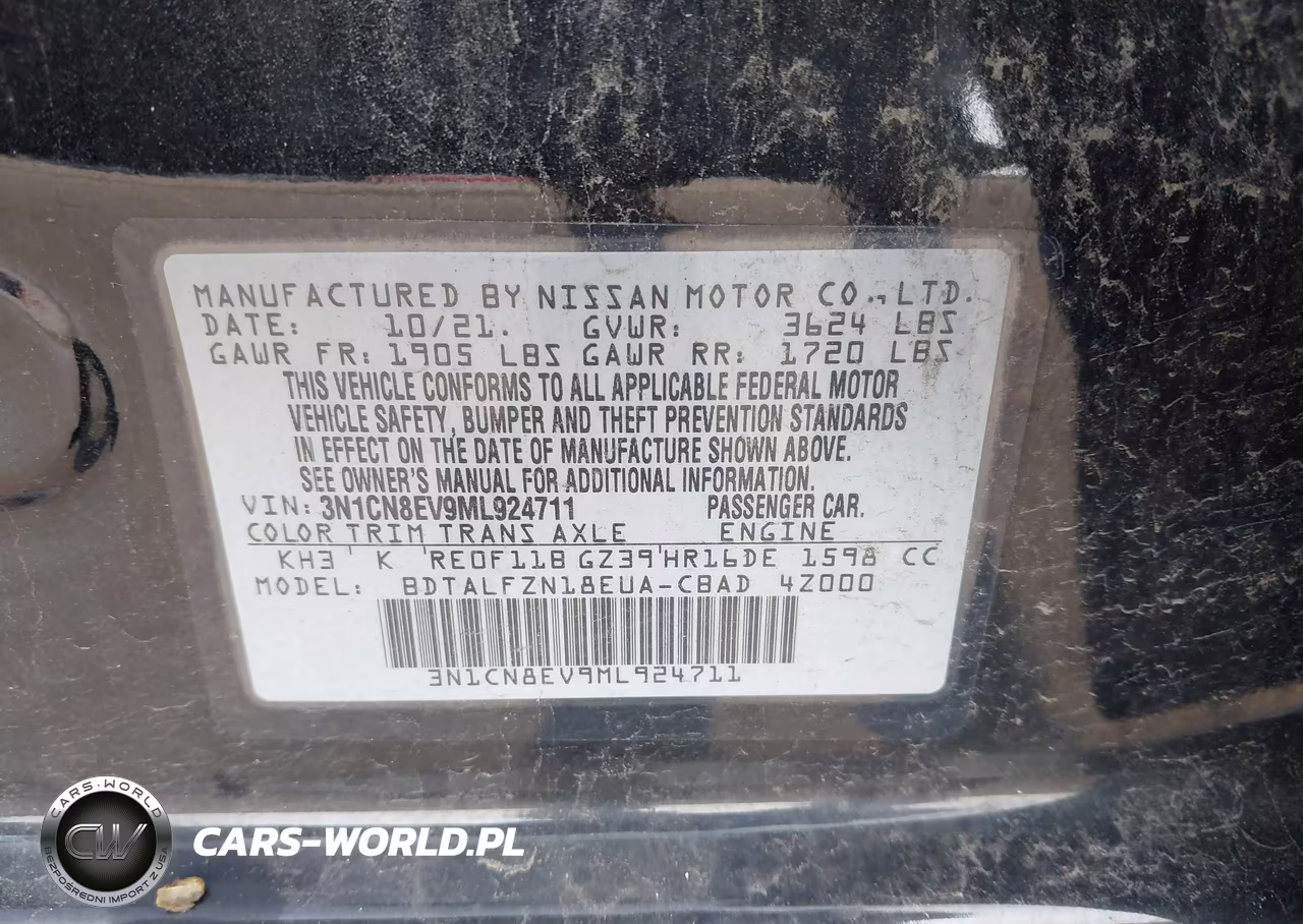 2021 Nissan Versa Sv Xtronic Cvt VIN:3N1CN8EV9ML924711 - 9