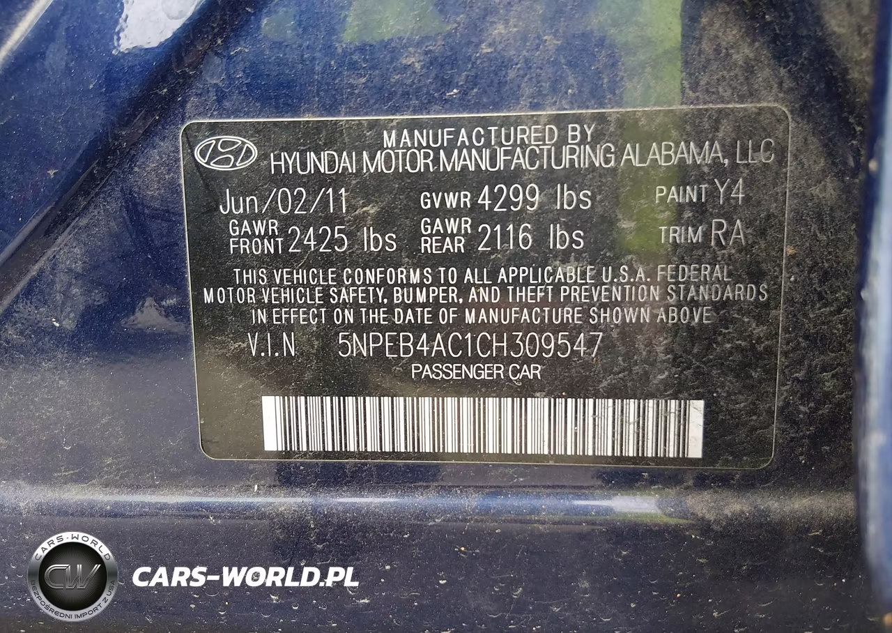 2012 Hyundai Sonata Gls VIN:5NPEB4AC1CH309547 - 9