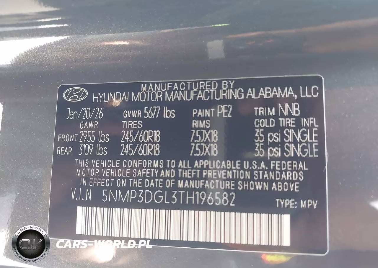 2026 Hyundai Santa Fe Xrt VIN:5NMP3DGL3TH196582 - 9