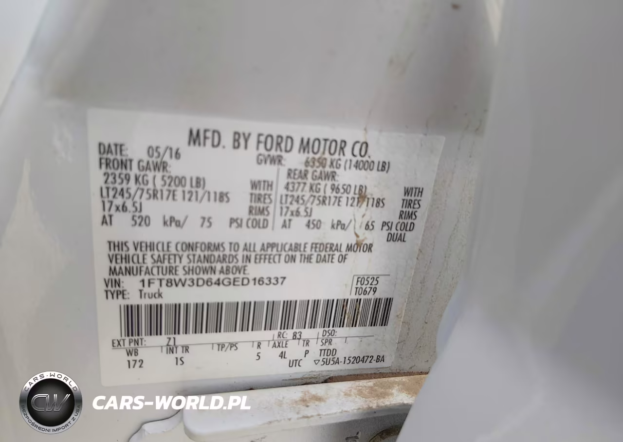 2016 Ford F-350 Xl VIN:1FT8W3D64GED16337 - 9