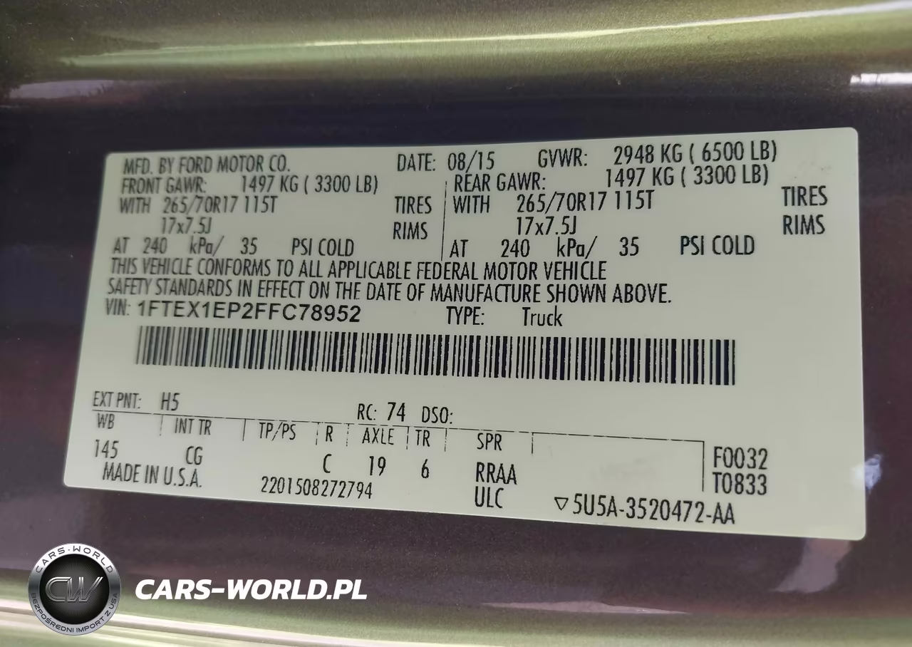 2015 Ford F-150 Xl VIN:1FTEX1EP2FFC78952 - 9