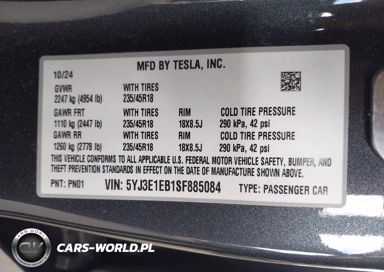 2025 Tesla Model 3 Long Range All-Wheel Drive VIN:5YJ3E1EB1SF885084 - 9