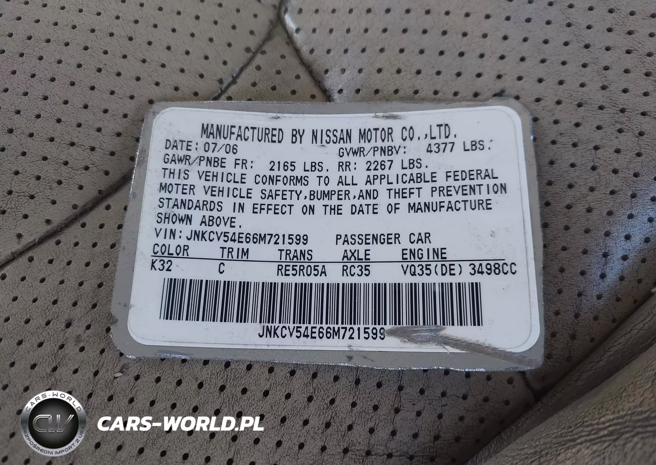 2006 Infiniti G35 VIN:JNKCV54E66M721599 - 9