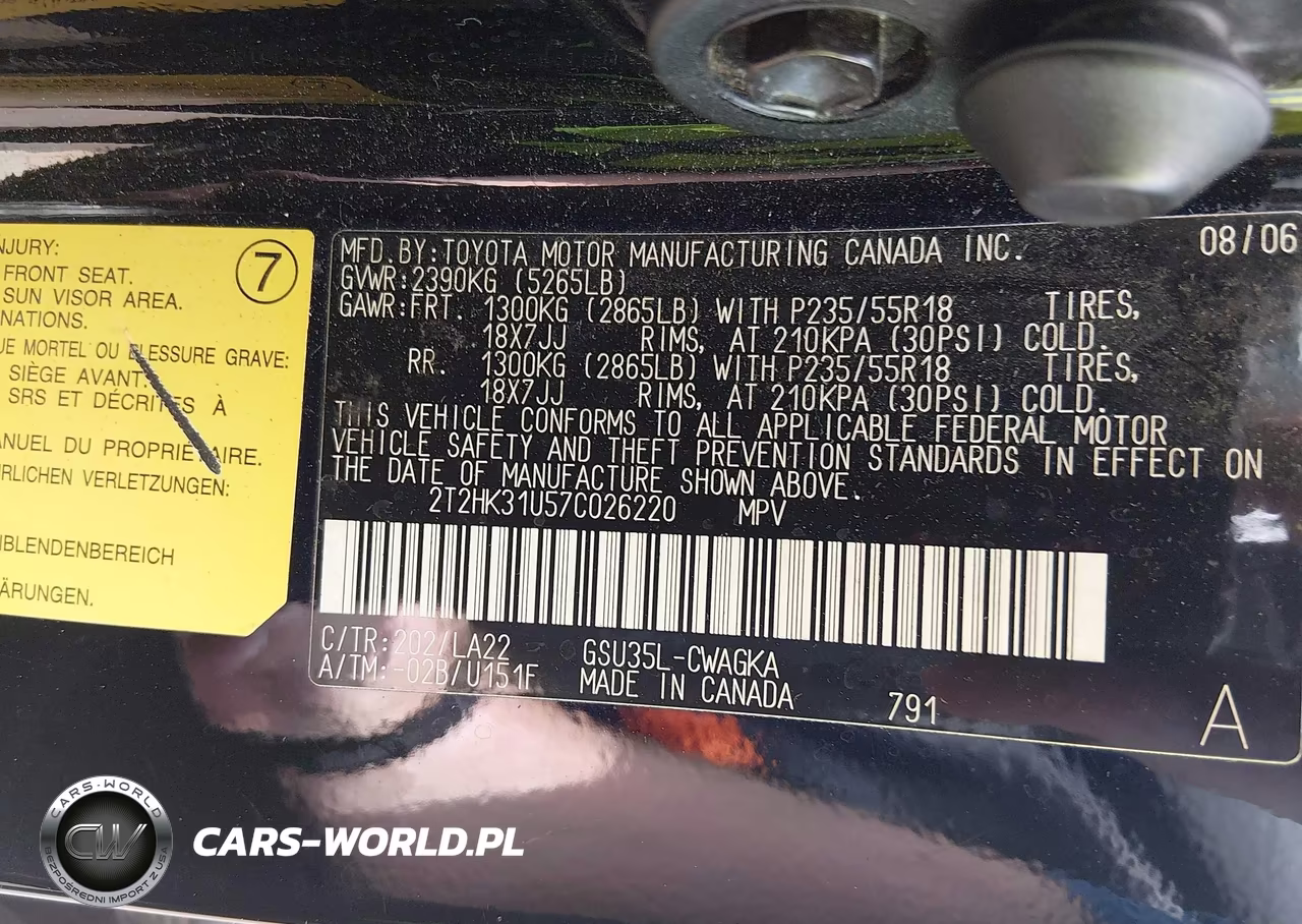 2007 Lexus Rx 350 VIN:2T2HK31U57C026220 - 9