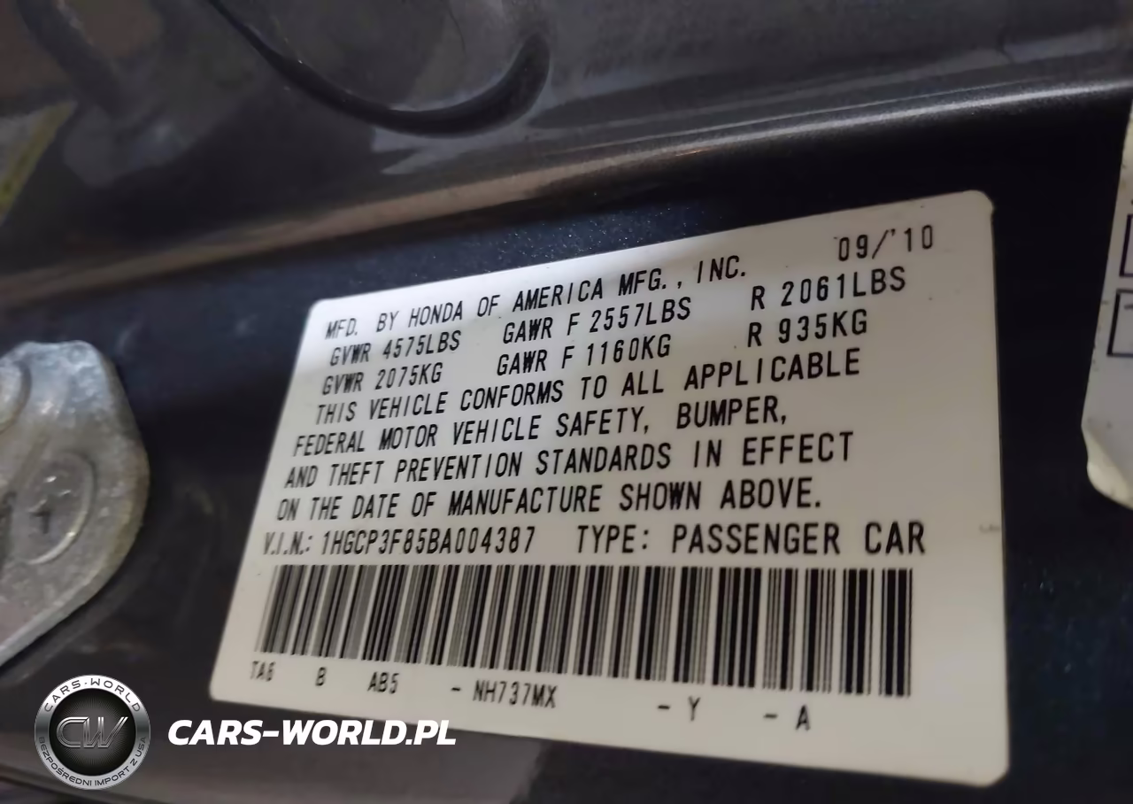 2011 Honda Accord 3.5 Ex-L VIN:1HGCP3F85BA004387 - 9