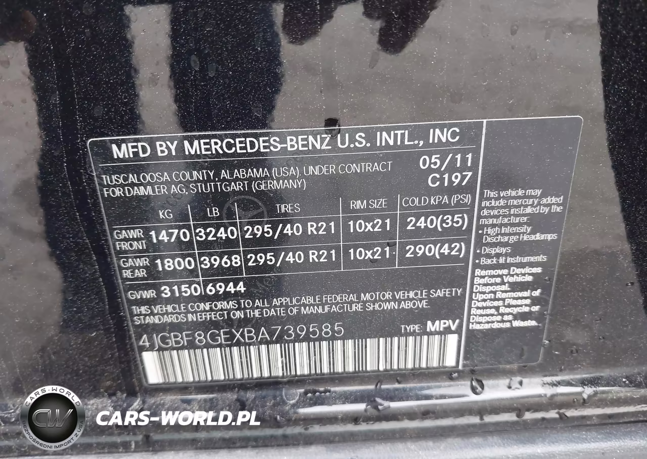2011 Mercedes-Benz Gl 550 4Matic VIN:4JGBF8GEXBA739585 - 9