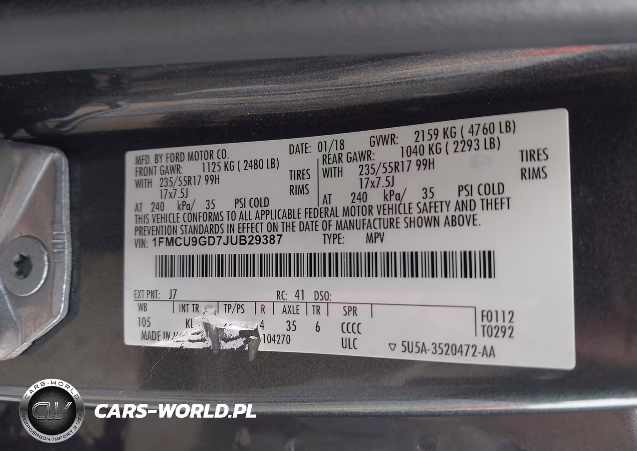 2018 Ford Escape Se VIN:1FMCU9GD7JUB29387 - 9
