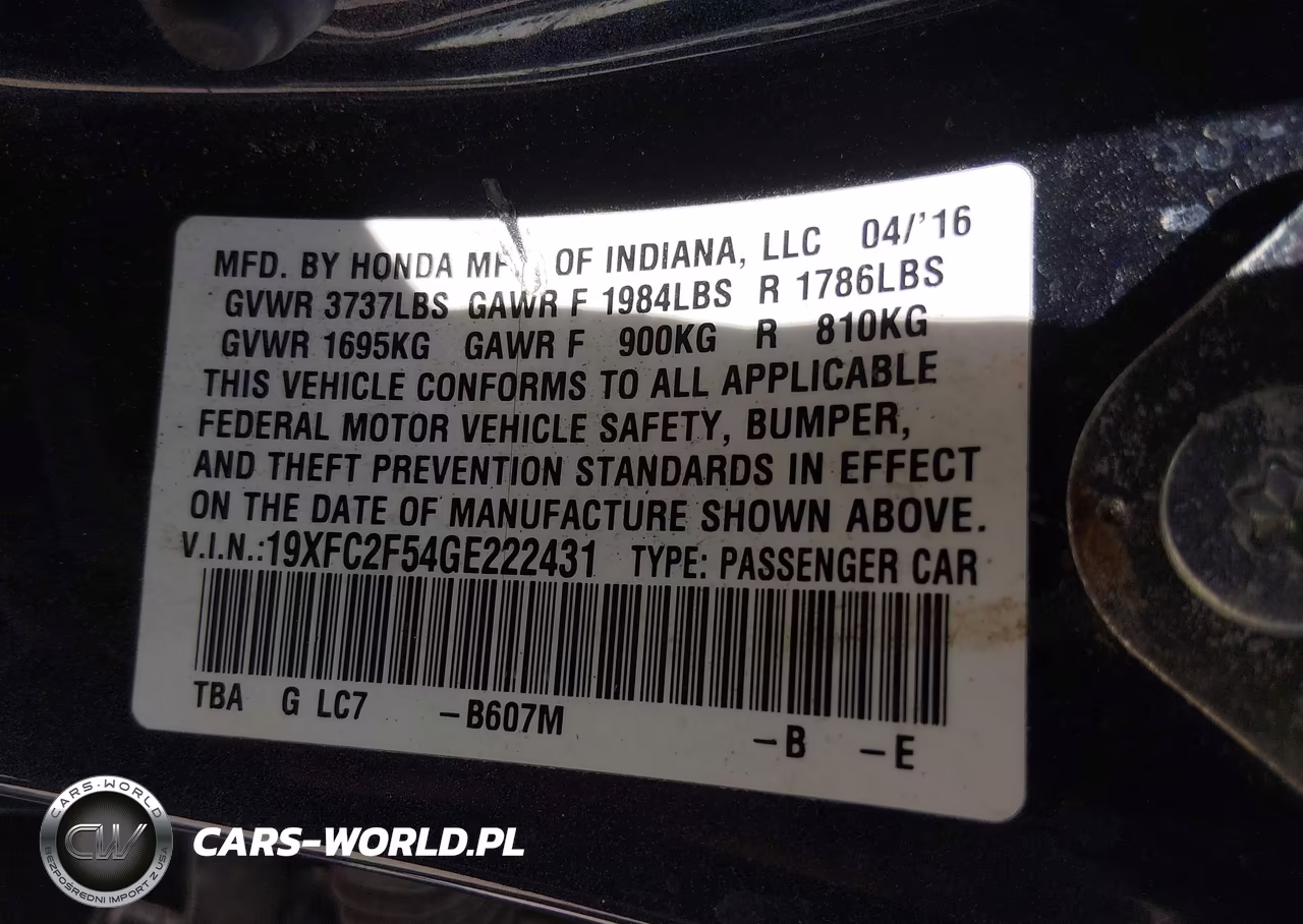 2016 Honda Civic Lx VIN:19XFC2F54GE222431 - 9