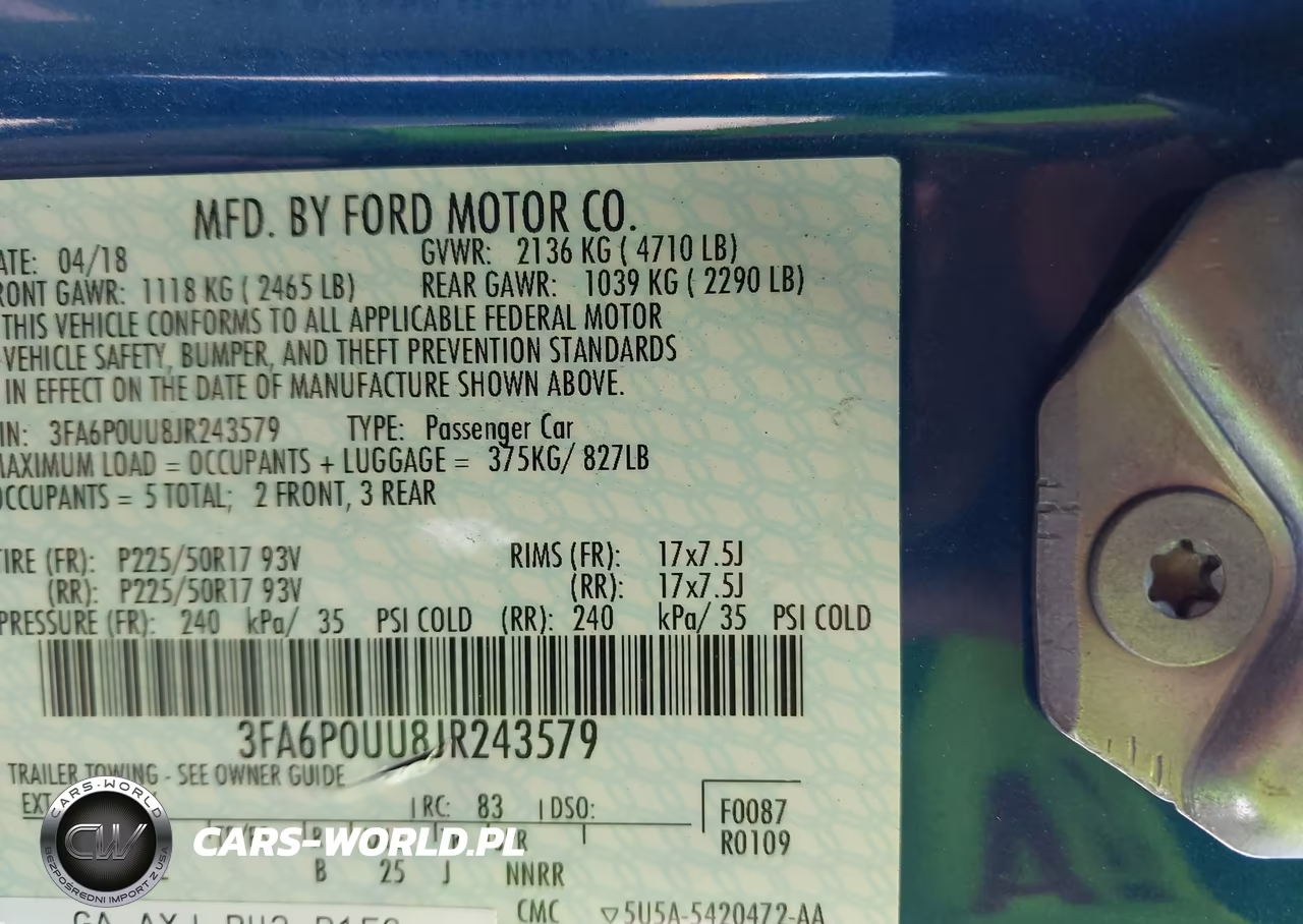 2018 Ford Fusion Hybrid S VIN:3FA6P0UU8JR243579 - 9