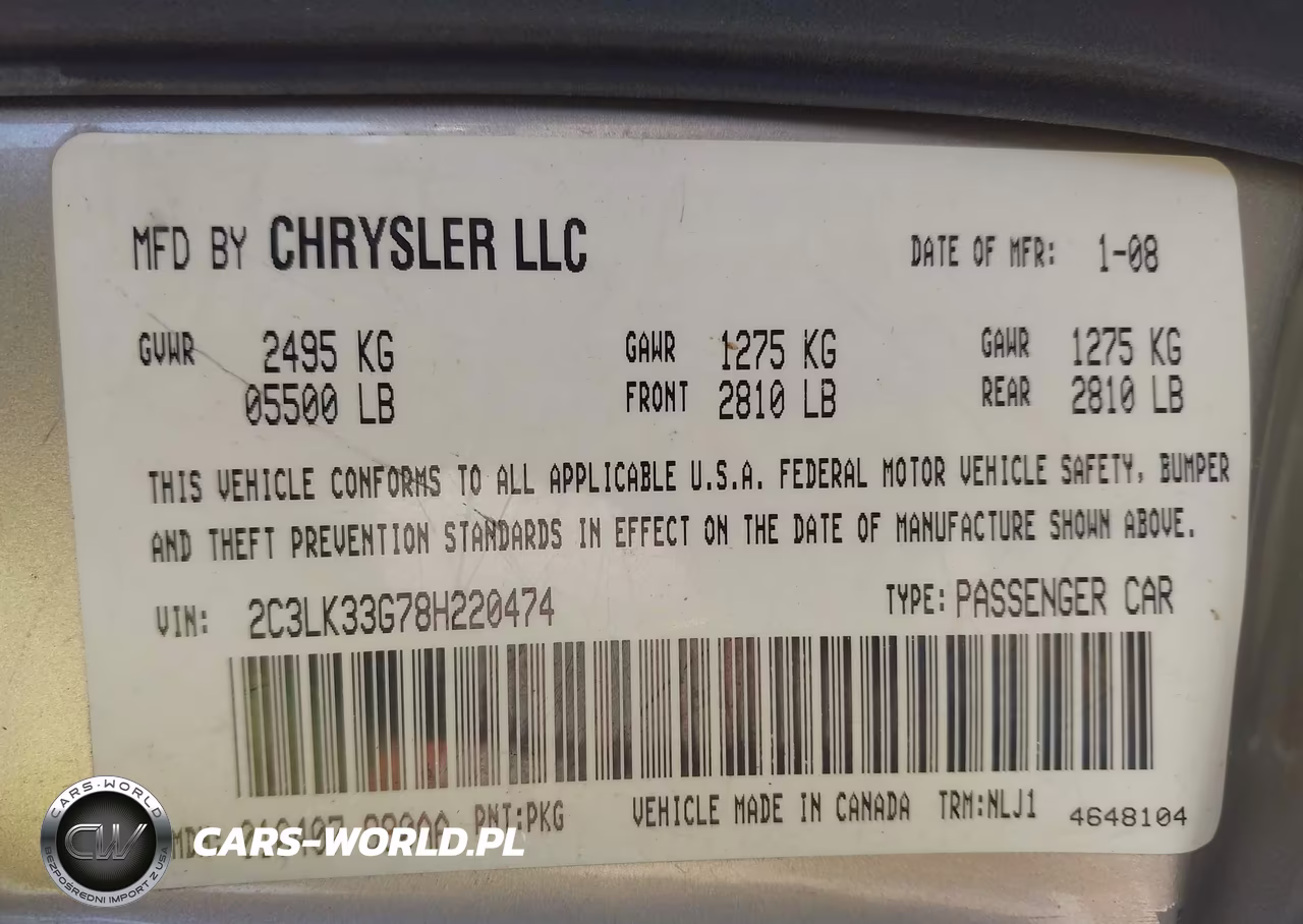 2008 Chrysler 300 Limited VIN:2C3LK33G78H220474 - 9