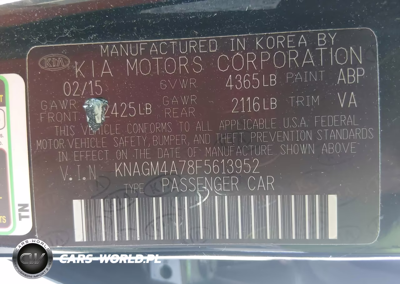 2015 Kia Optima Lx VIN:KNAGM4A78F5613952 - 9