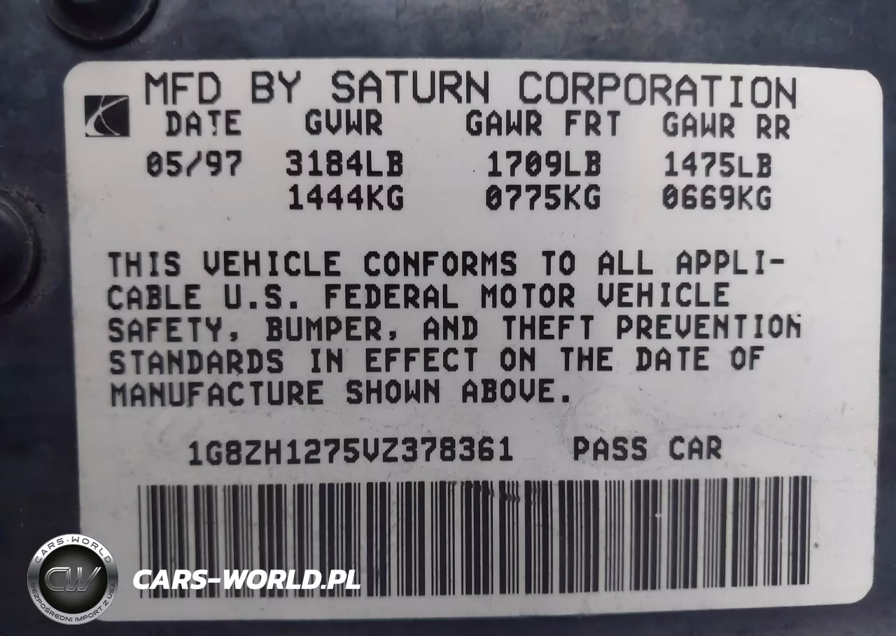 1997 Saturn Sc Sc2 VIN:1G8ZH1275VZ378361 - 9