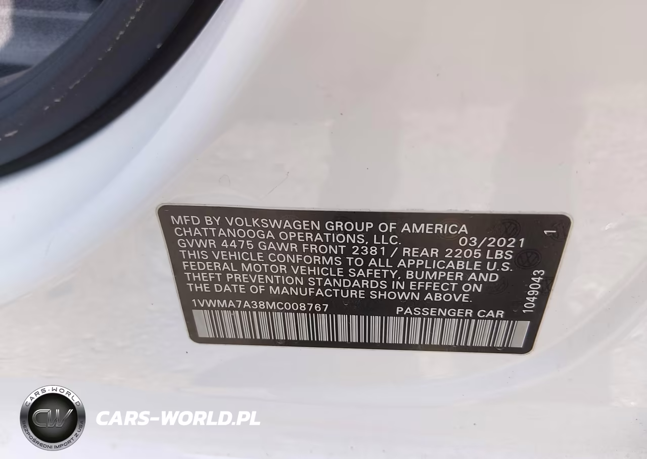 2021 Volkswagen Passat 2.0T R-Line VIN:1VWMA7A38MC008767 - 9