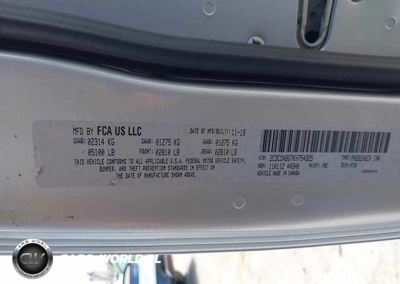 2019 Dodge Charger Sxt Rwd VIN:2C3CDXBG7KH754925 - 9