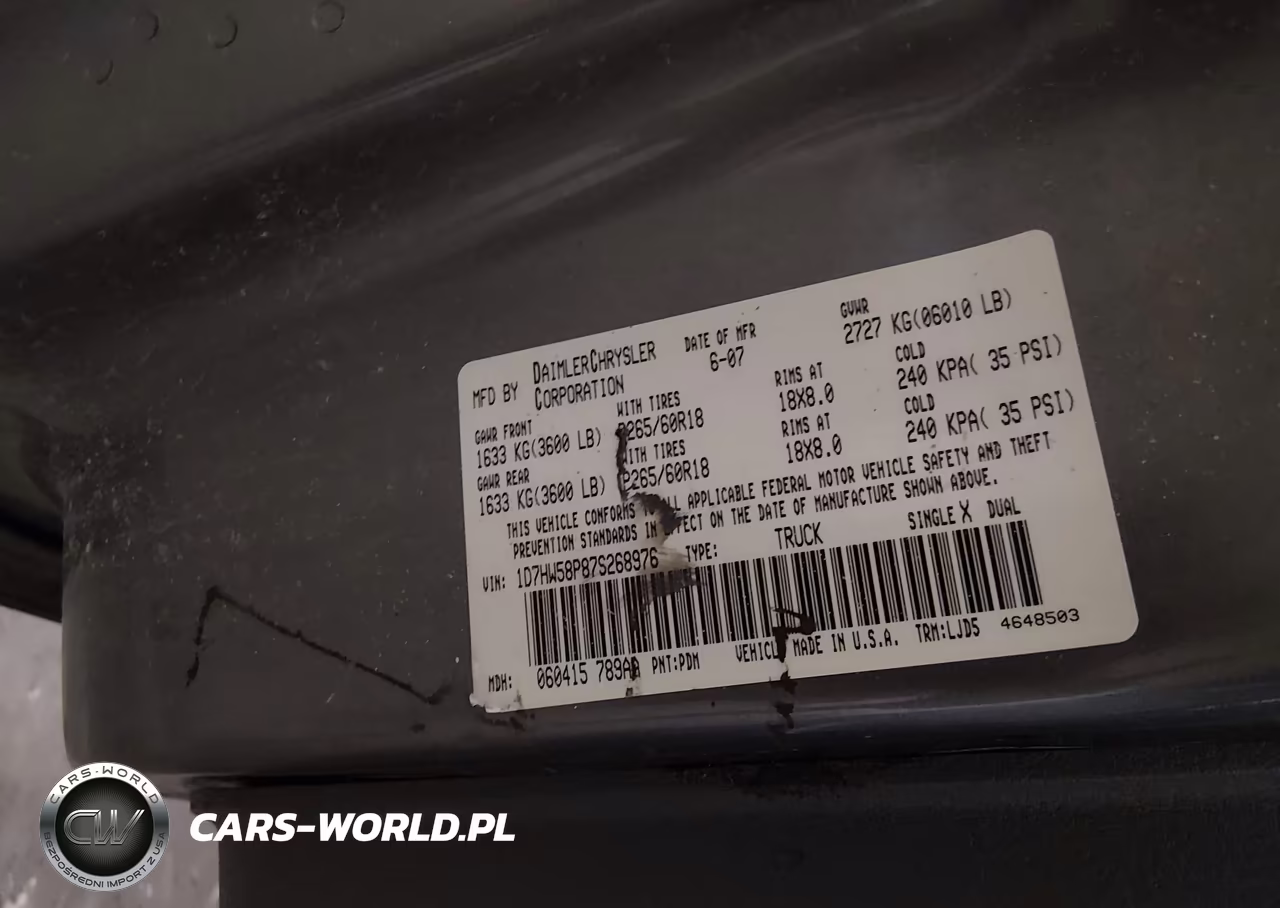 2007 Dodge Dakota Laramie VIN:1D7HW58P87S268976 - 9