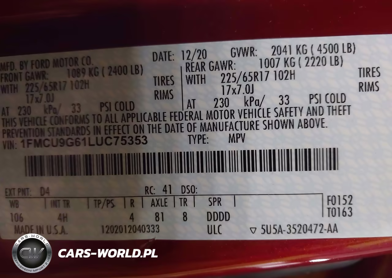 2020 Ford Escape Se VIN:1FMCU9G61LUC75353 - 9