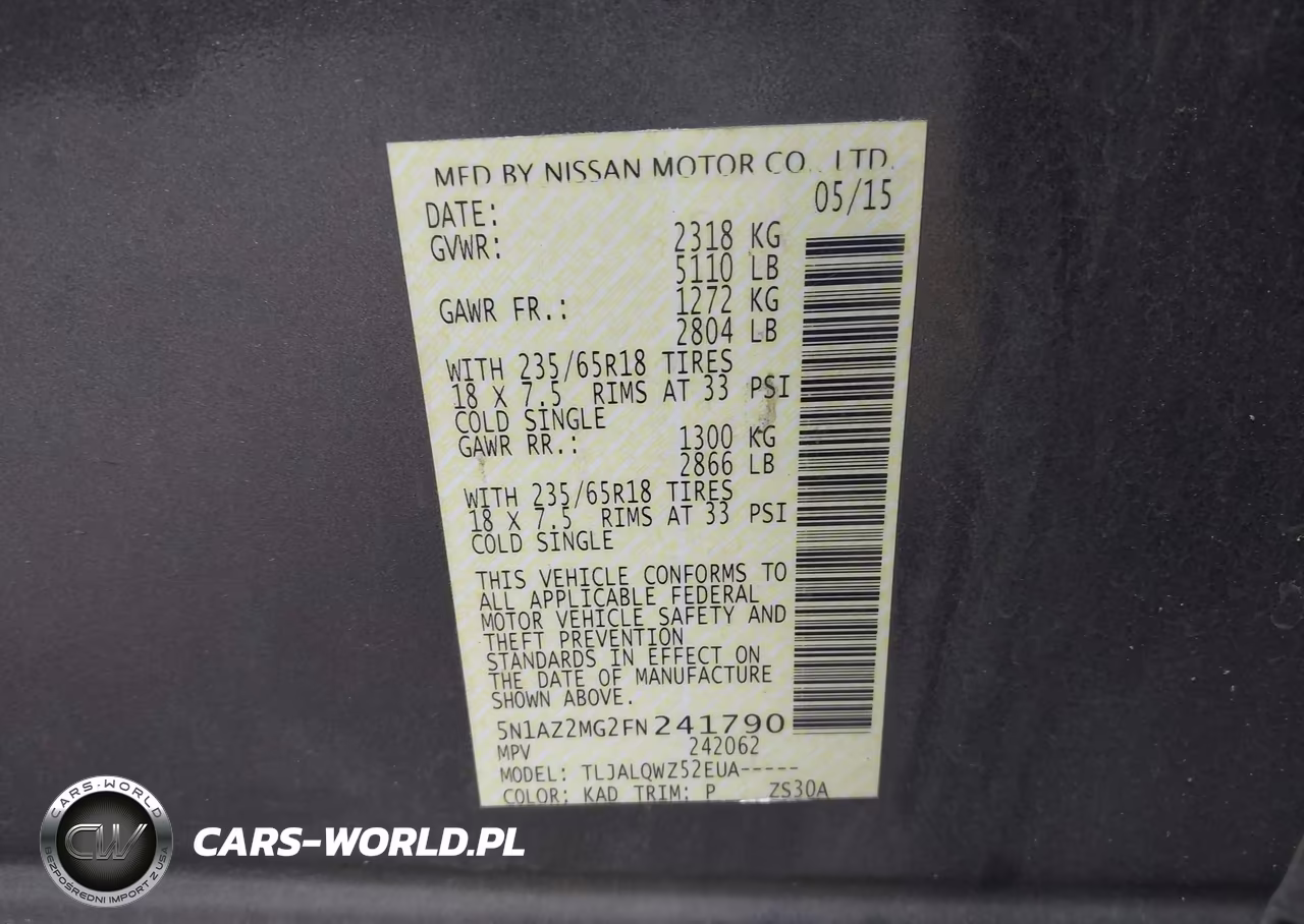 2015 Nissan Murano Sv VIN:5N1AZ2MG2FN241790 - 9