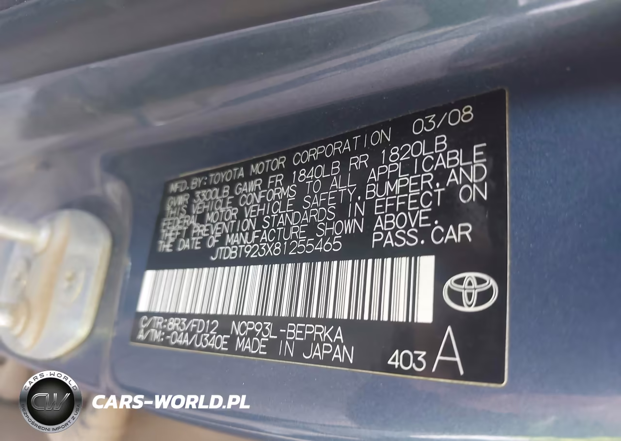 2008 Toyota Yaris VIN:JTDBT923X81255465 - 9