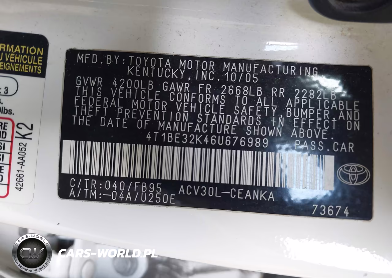 2006 Toyota Camry Le VIN:4T1BE32K46U676989 - 9