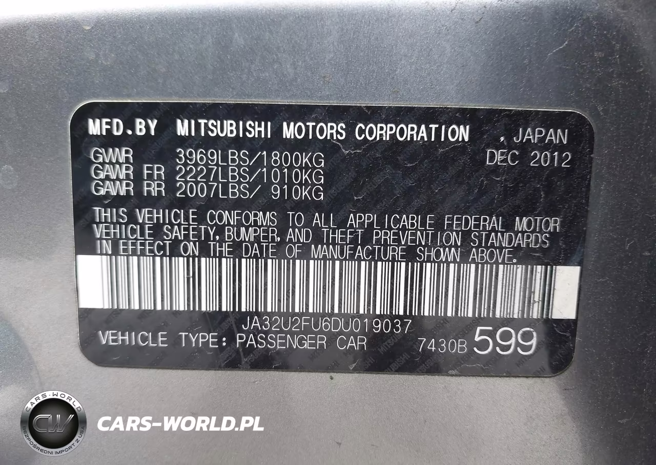 2013 Mitsubishi Lancer Es VIN:JA32U2FU6DU019037 - 9