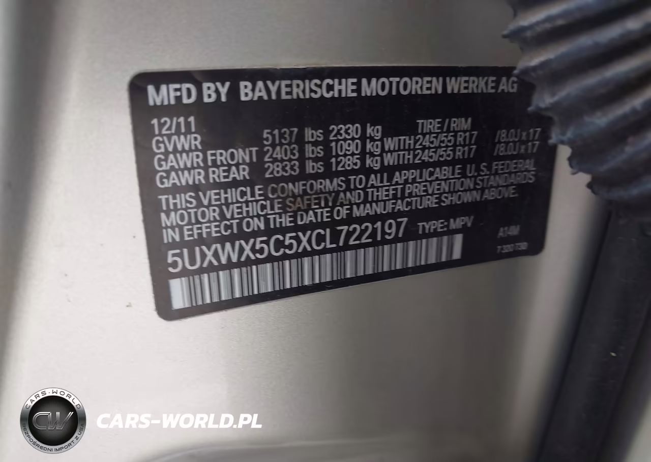 2012 BMW X3 xDrive28I VIN:5UXWX5C5XCL722197 - 9