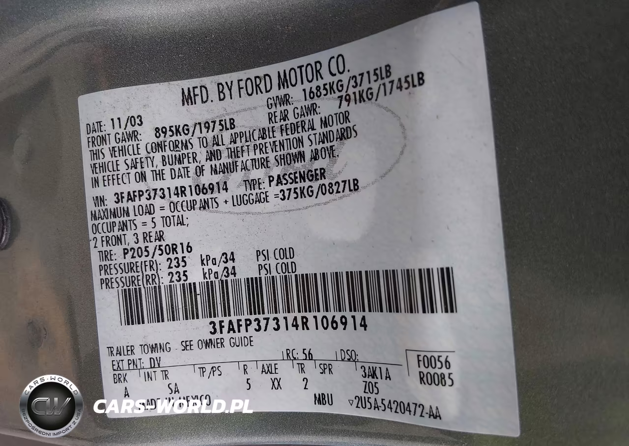 2004 Ford Focus Zx5 VIN:3FAFP37314R106914 - 9