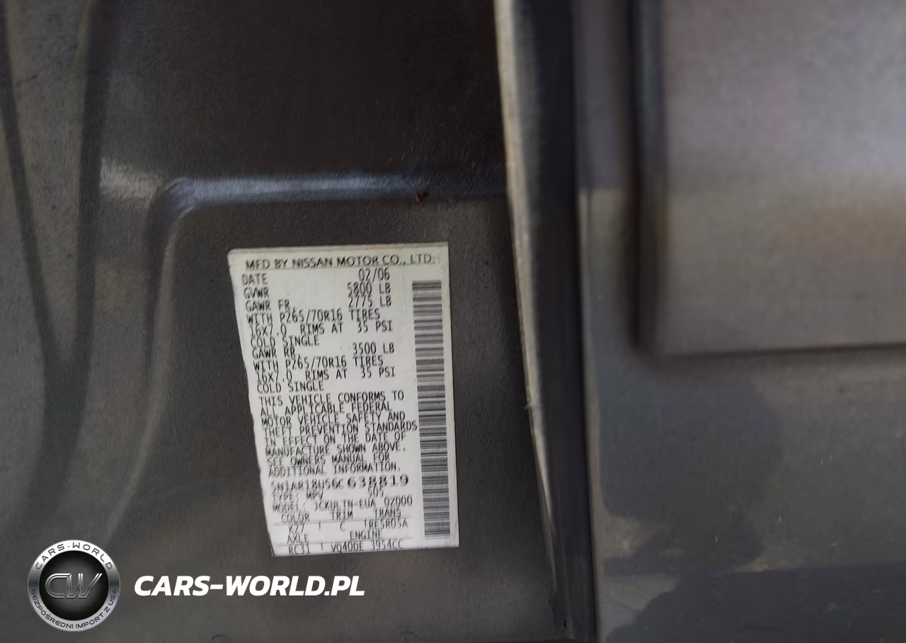 2006 Nissan Pathfinder Se VIN:5N1AR18U56C638819 - 9