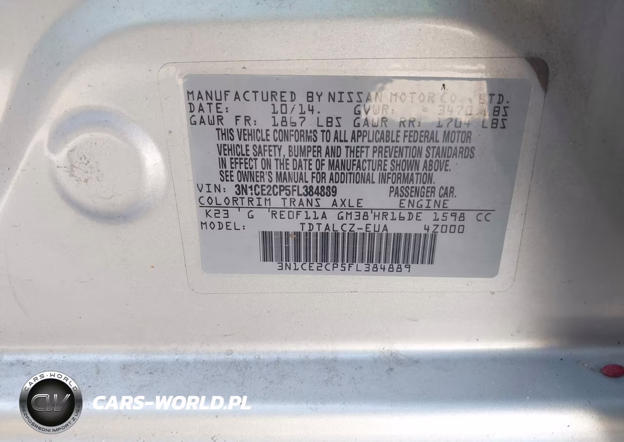 2015 Nissan Versa Note S (Sr)-S Plus-Sl-Sr-Sv VIN:3N1CE2CP5FL384889 - 9