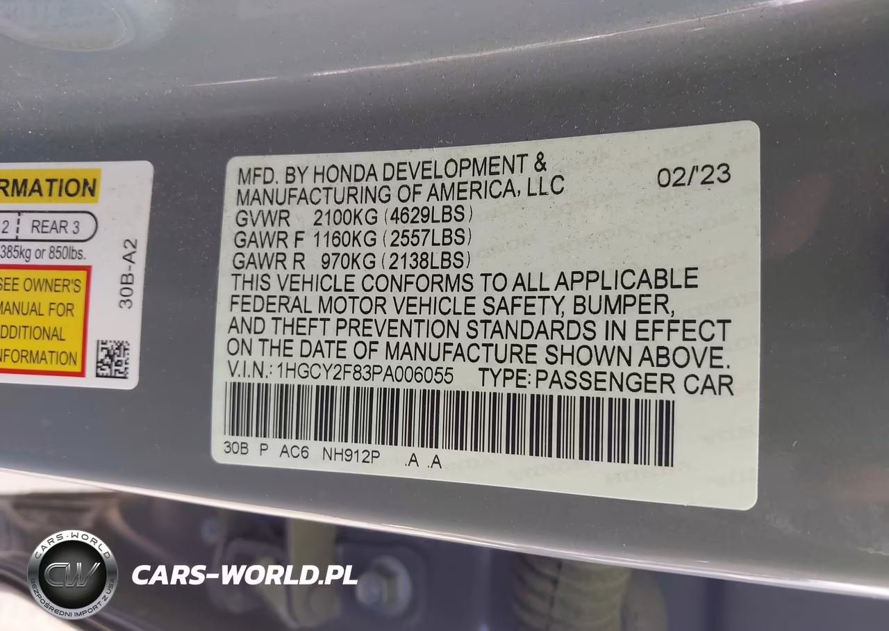 2023 Honda Accord Touring Hybrid VIN:1HGCY2F83PA006055 - 9