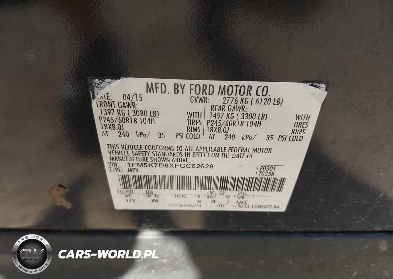 2015 Ford Explorer Xlt VIN:1FM5K7D8XFGC62628 - 9
