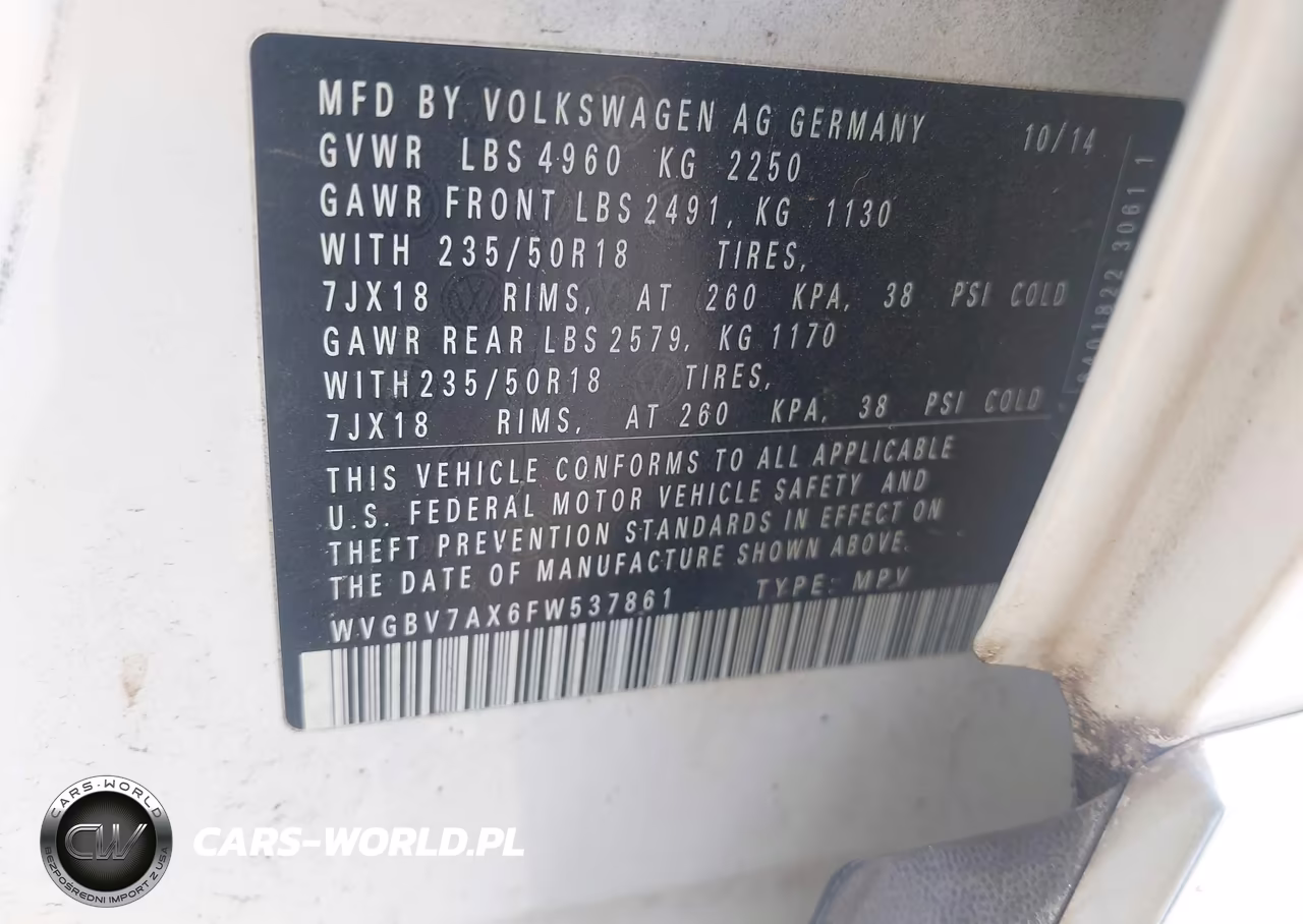 2015 Volkswagen Tiguan Sel VIN:WVGBV7AX6FW537861 - 9