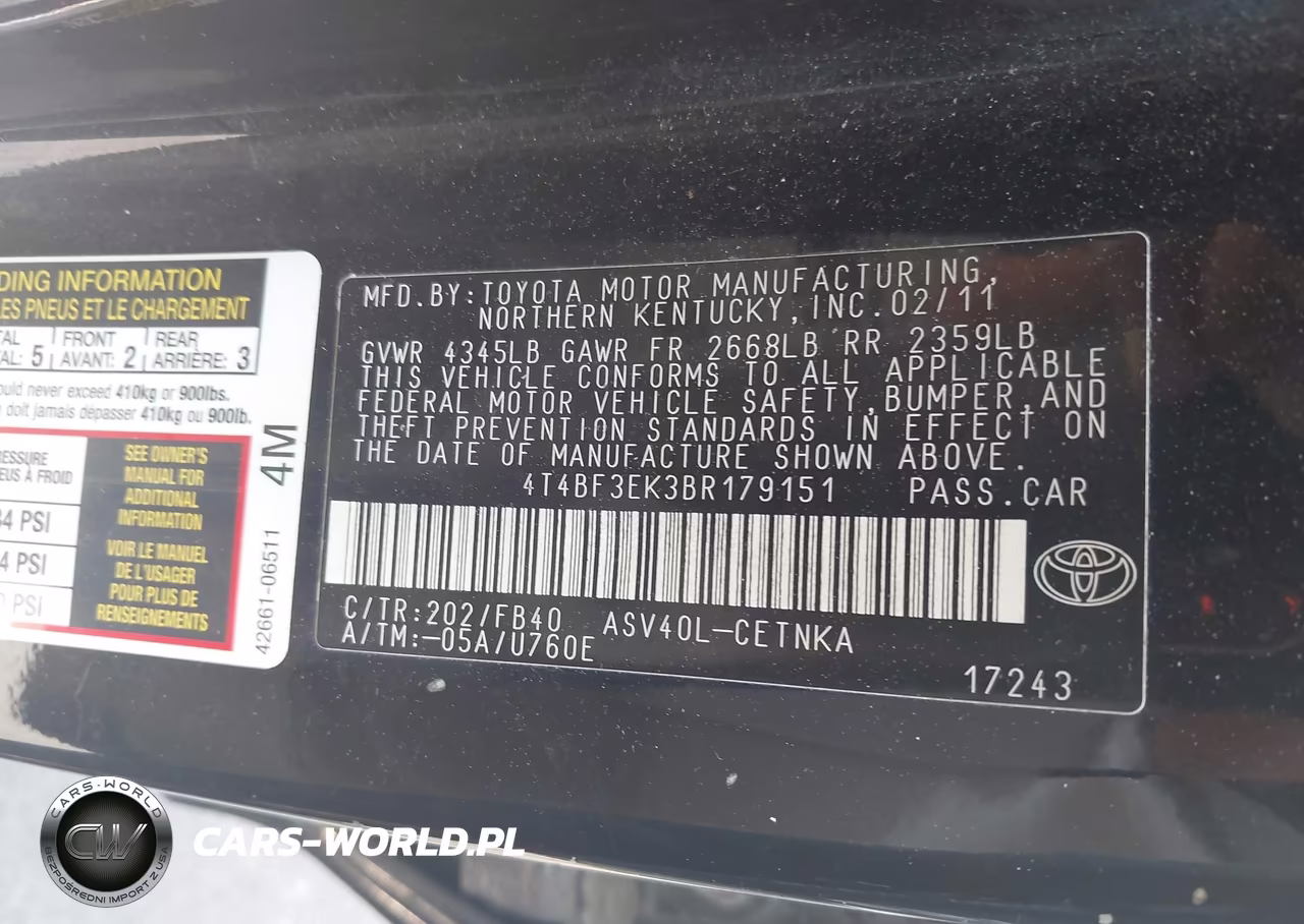 2011 Toyota Camry Le VIN:4T4BF3EK3BR179151 - 9