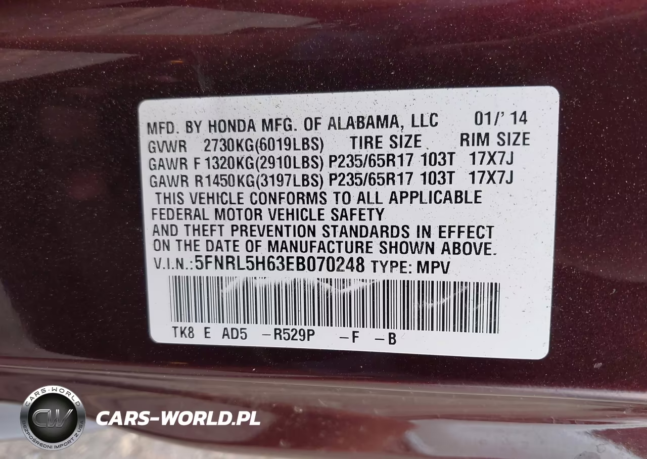 2014 Honda Odyssey Ex-L VIN:5FNRL5H63EB070248 - 9