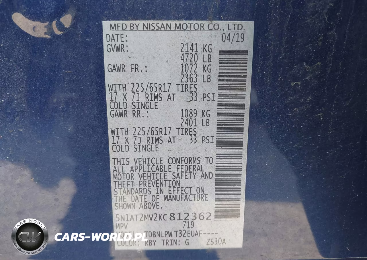 2019 Nissan Rogue S VIN:5N1AT2MV2KC812362 - 9