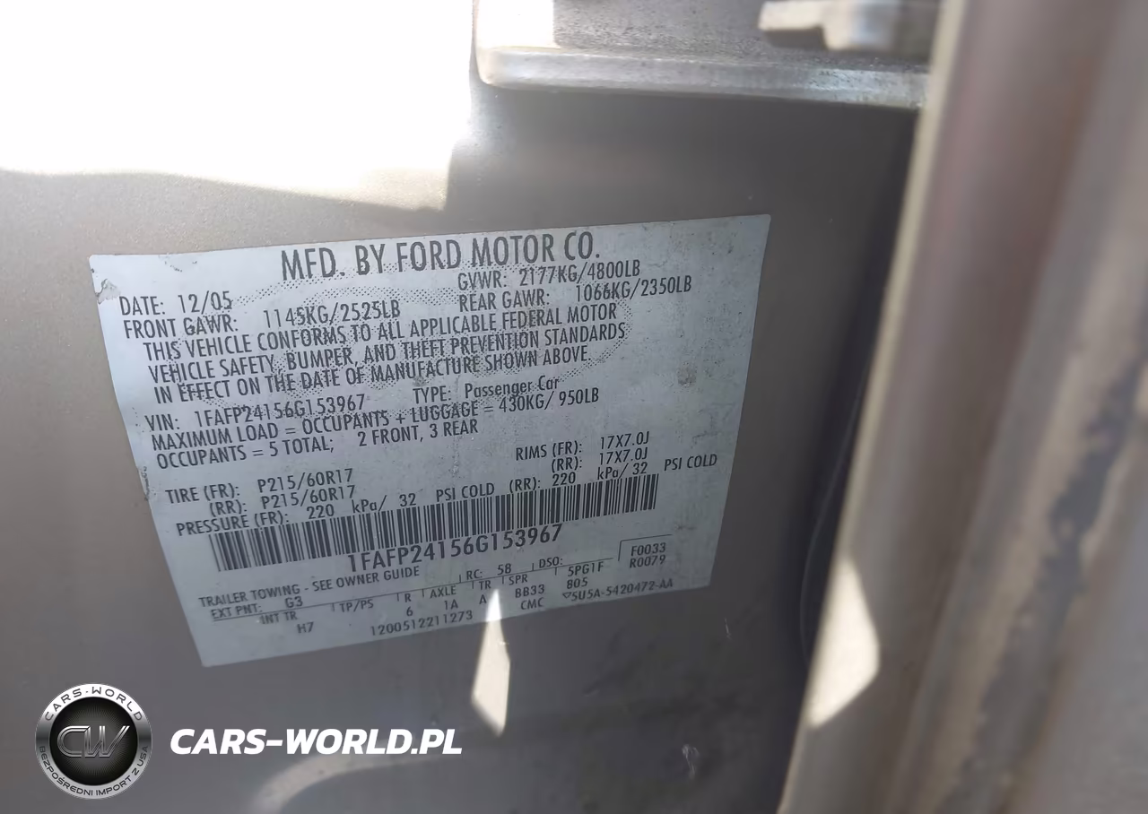 2006 Ford Five Hundred Sel VIN:1FAFP24156G153967 - 9