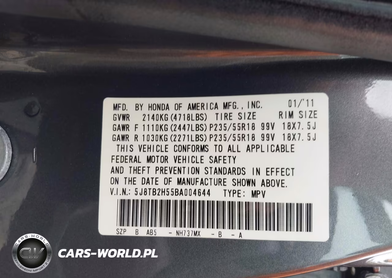 2011 Acura Rdx VIN:5J8TB2H55BA004644 - 9