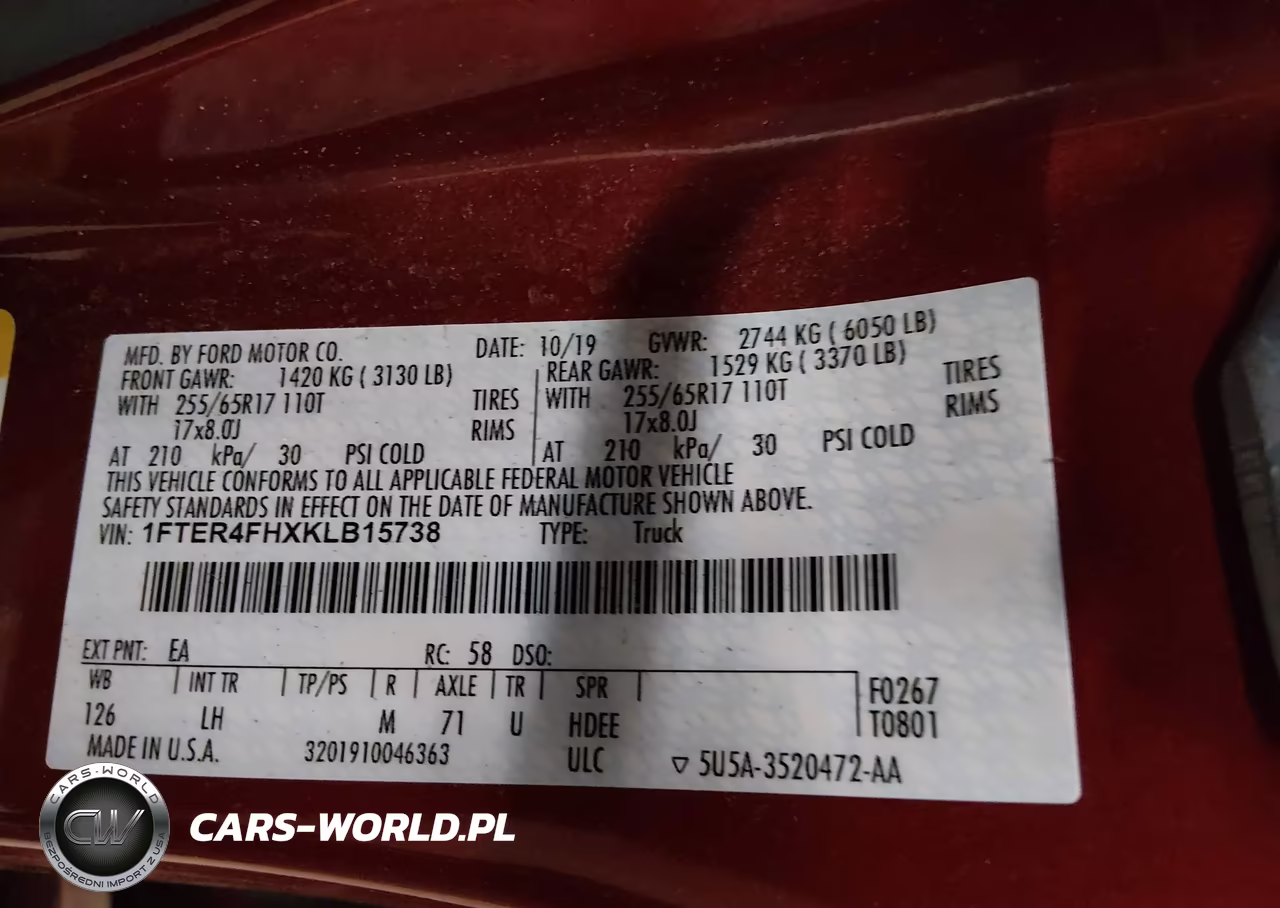 2019 Ford Ranger Xlt VIN:1FTER4FHXKLB15738 - 9