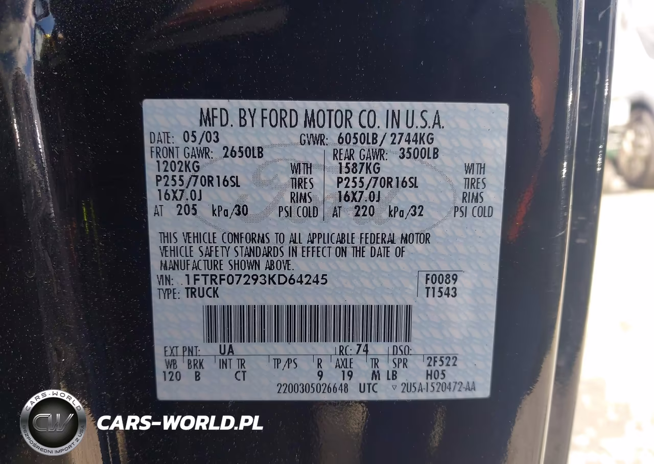 2003 Ford F-150 Xl-Xlt VIN:1FTRF07293KD64245 - 9