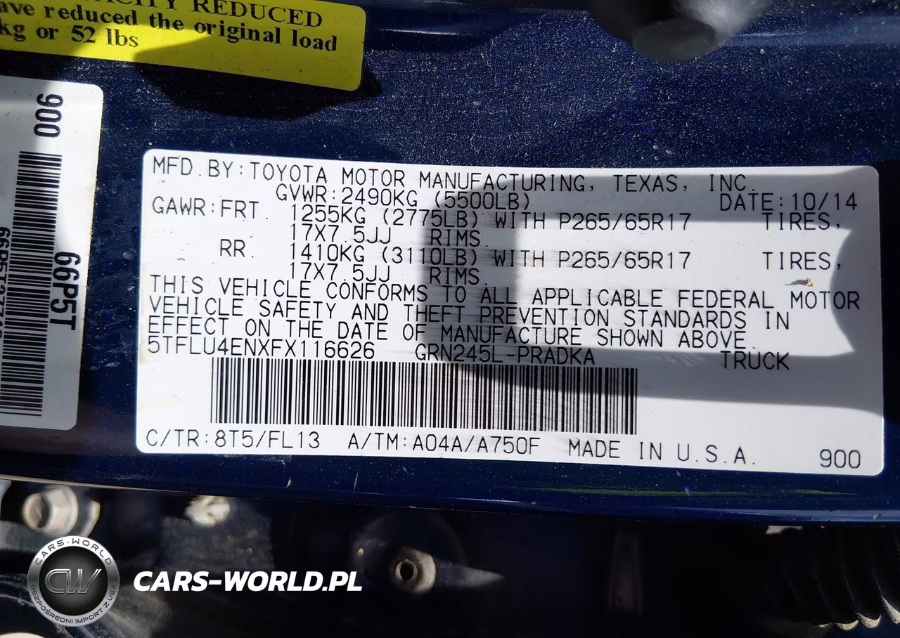 2015 Toyota Tacoma Base V6 VIN:5TFLU4ENXFX116626 - 9